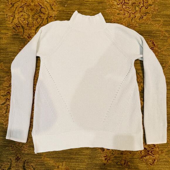 GAP Good Womens Ribbed Textured Baby Blue Mock Turtleneck Cotton Sweater Medium - Picture 1 of 10